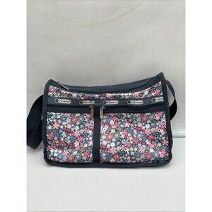 LeSportsac Deluxe Everyday Expandable Crossbody Bag Floral Blue Pink